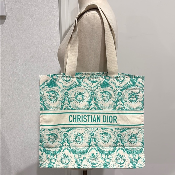 Dior Canvas Dioriviera Christian Dior Aquamarina Toile de Jouy Soleil Tote Bag - Picture 1 of 7